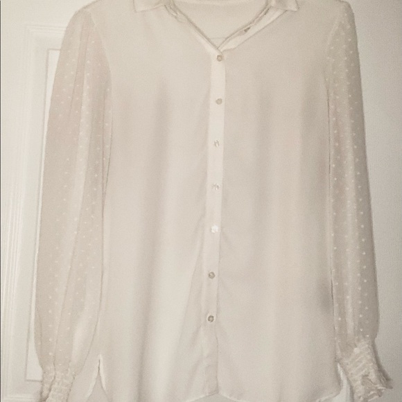 White Polka Dot Sleeves Blouse - Picture 3 of 5